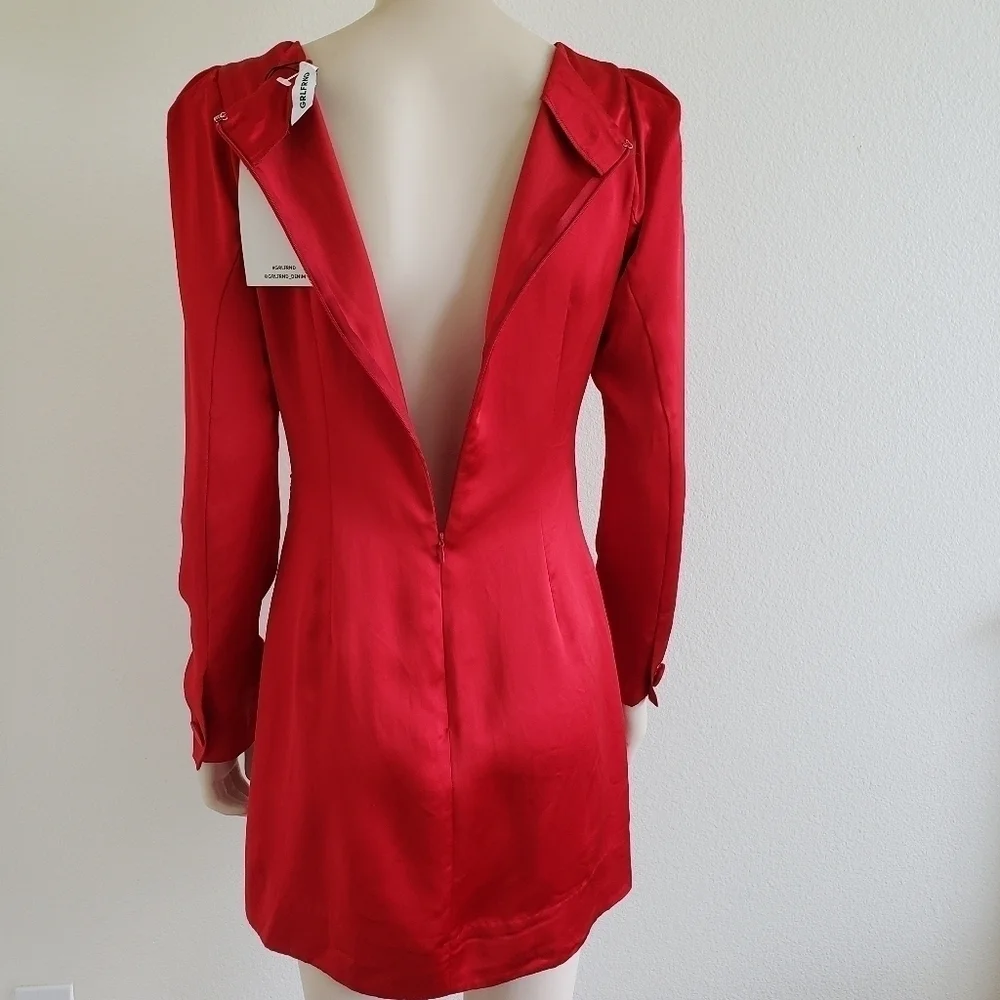 NWT GRLFRND Nik‎ Shirt Mini Dress in Red size Small